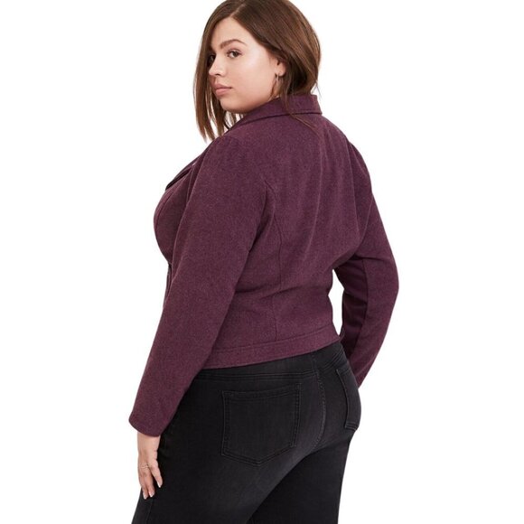 Torrid Purple Moto Jacket 2X - Stretch Knit Panels, Full Zip, Flannel Coat, EUC - Picture 2 of 12